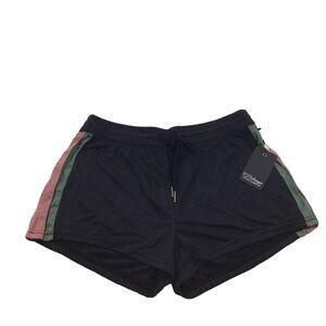 PJ SALVAGE S Black Elastic Waist Band Drawstring Pajama Sleep Shorts NWT B32